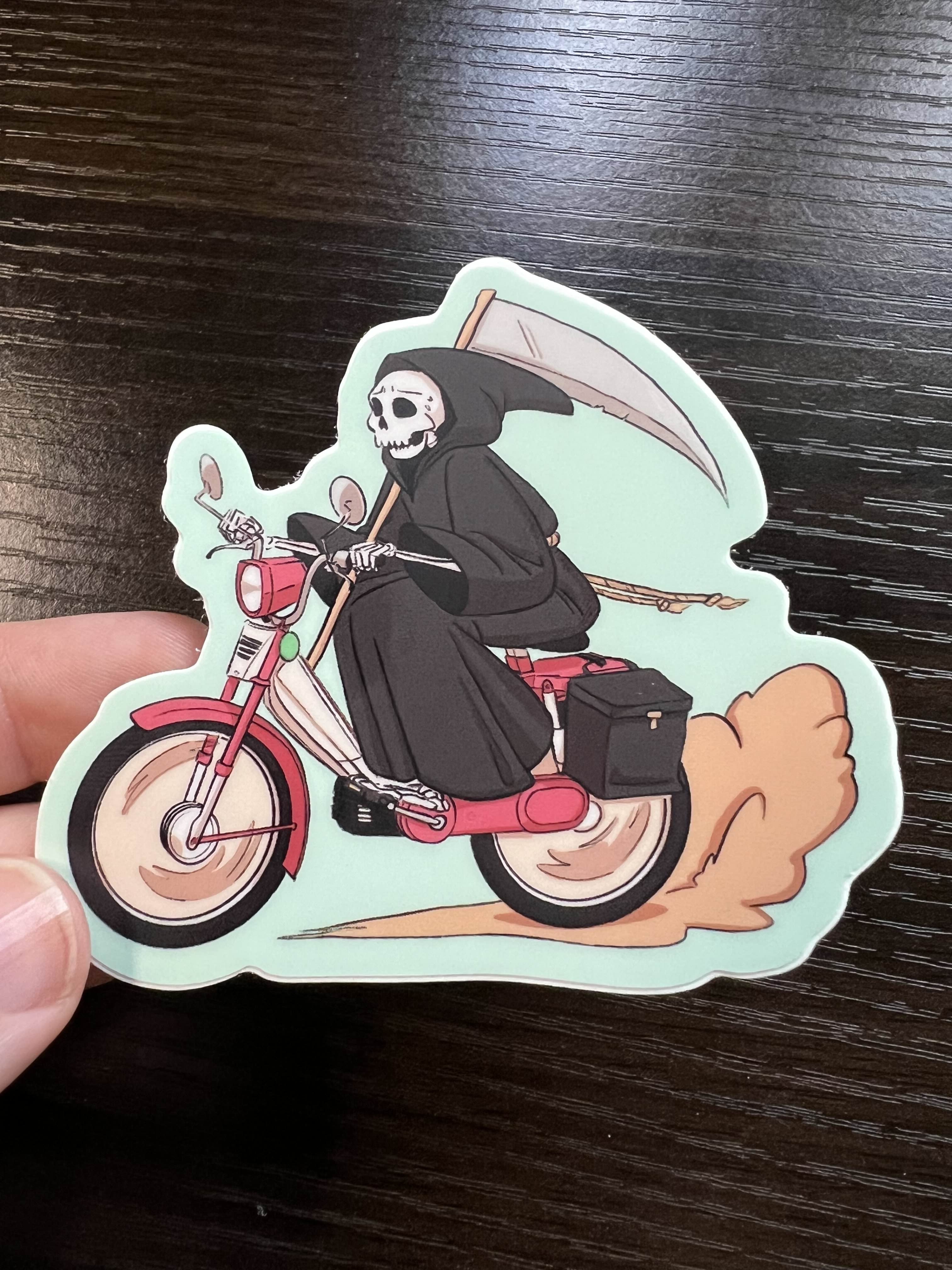 Grim Reaper on a Moped Sticker