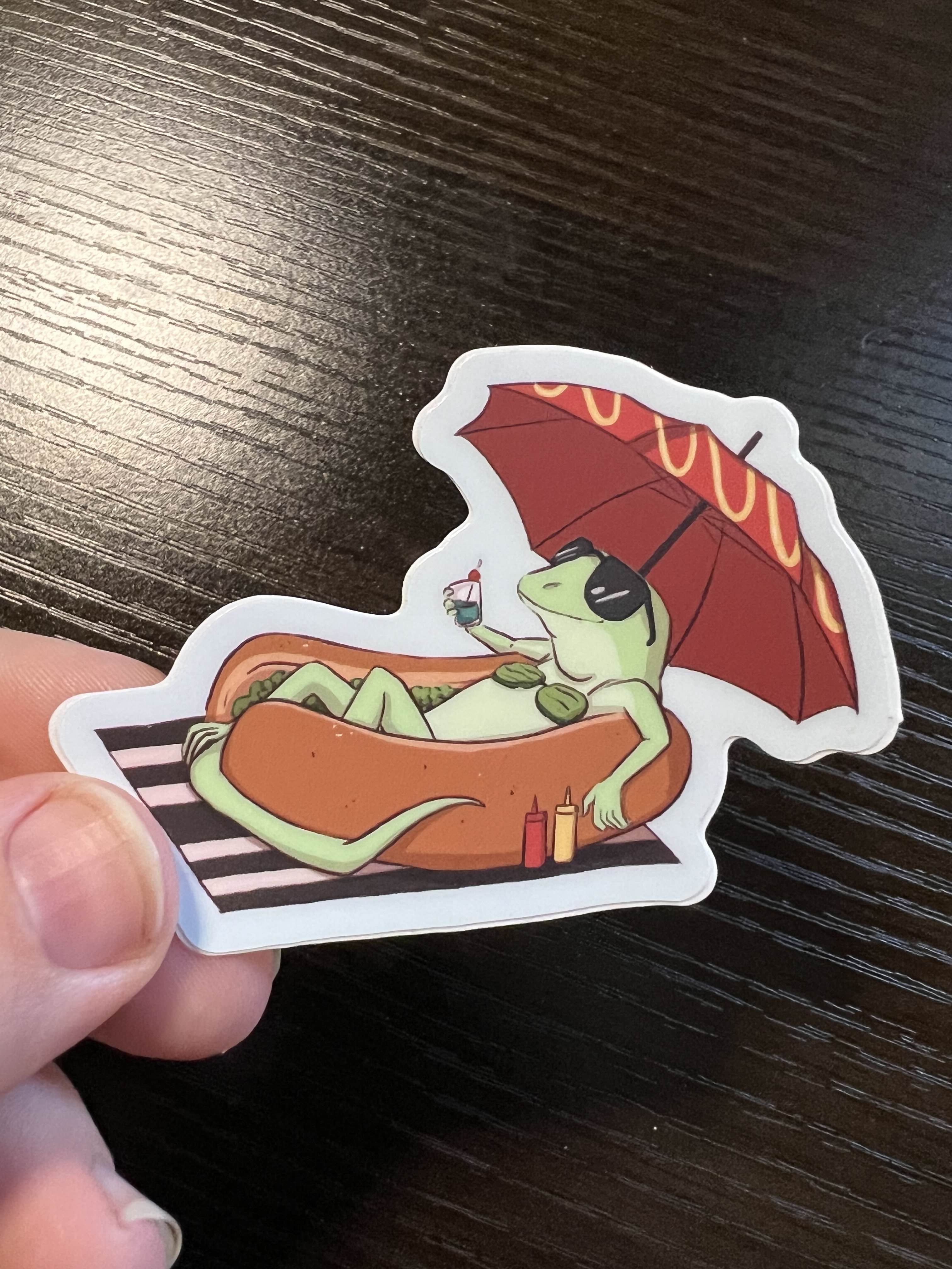 Hot Dog Lizard Sticker